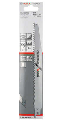 Bosch Professional S 2345 X Säbelsägeblatt 200 mm HCS – für Holz & Kunststoff – 2 Stk