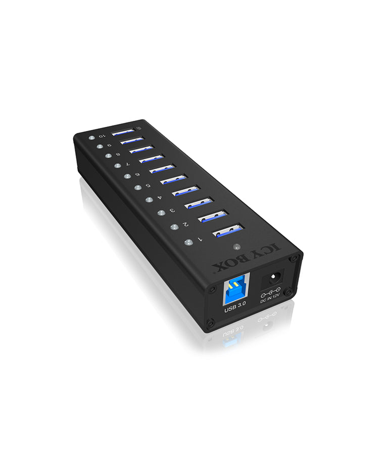 ICY BOX IB-AC6110 USB-Hub – USB-B, 10× USB-A
