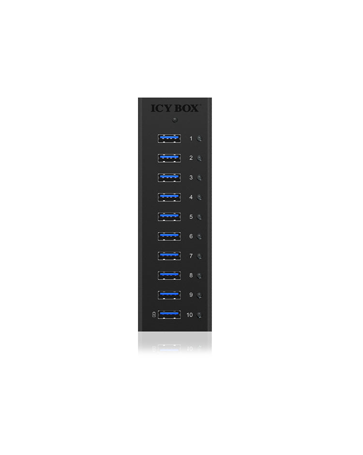 ICY BOX IB-AC6110 USB-Hub – USB-B, 10× USB-A