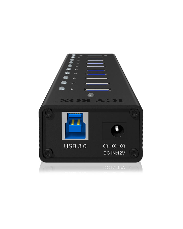 ICY BOX IB-AC6110 USB-Hub – USB-B, 10× USB-A
