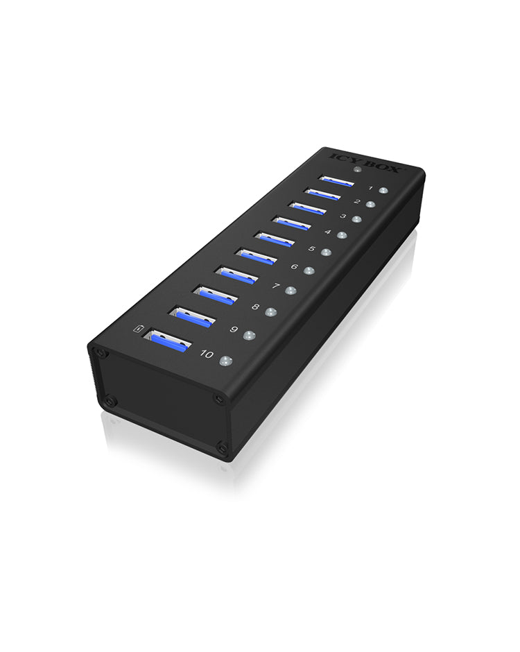 ICY BOX IB-AC6110 USB-Hub – USB-B, 10× USB-A