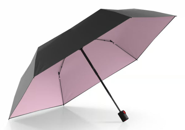 Knirps Taschenschirm U.200 Ultra Light – Auf/Zu-Automatik, Ø 95 cm, L 26 cm – schwarz/rosa