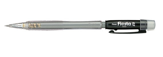 Pentel Fiesta AX107-A Druckbleistift – 0,7 mm – Schwarz/Grau – mit Radierer – 12er-Pack