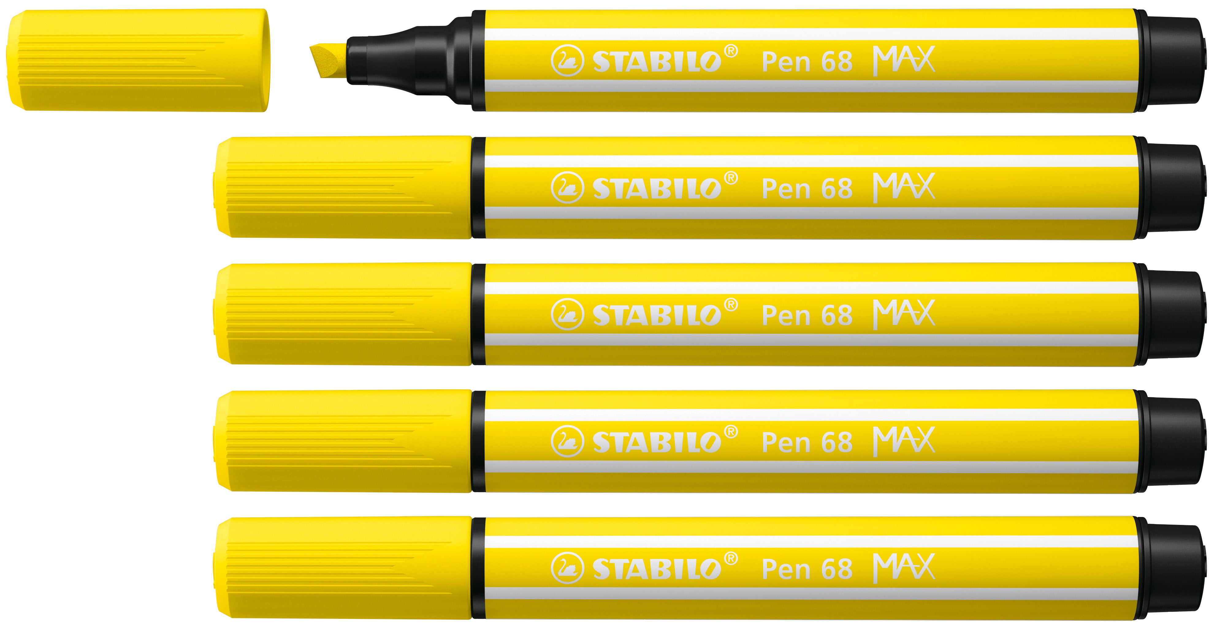 STABILO Pen 68 MAX Filzstift – Doppelspitze, Keilspitze, 5 + 1 mm, wasservermalbar, 5er Set