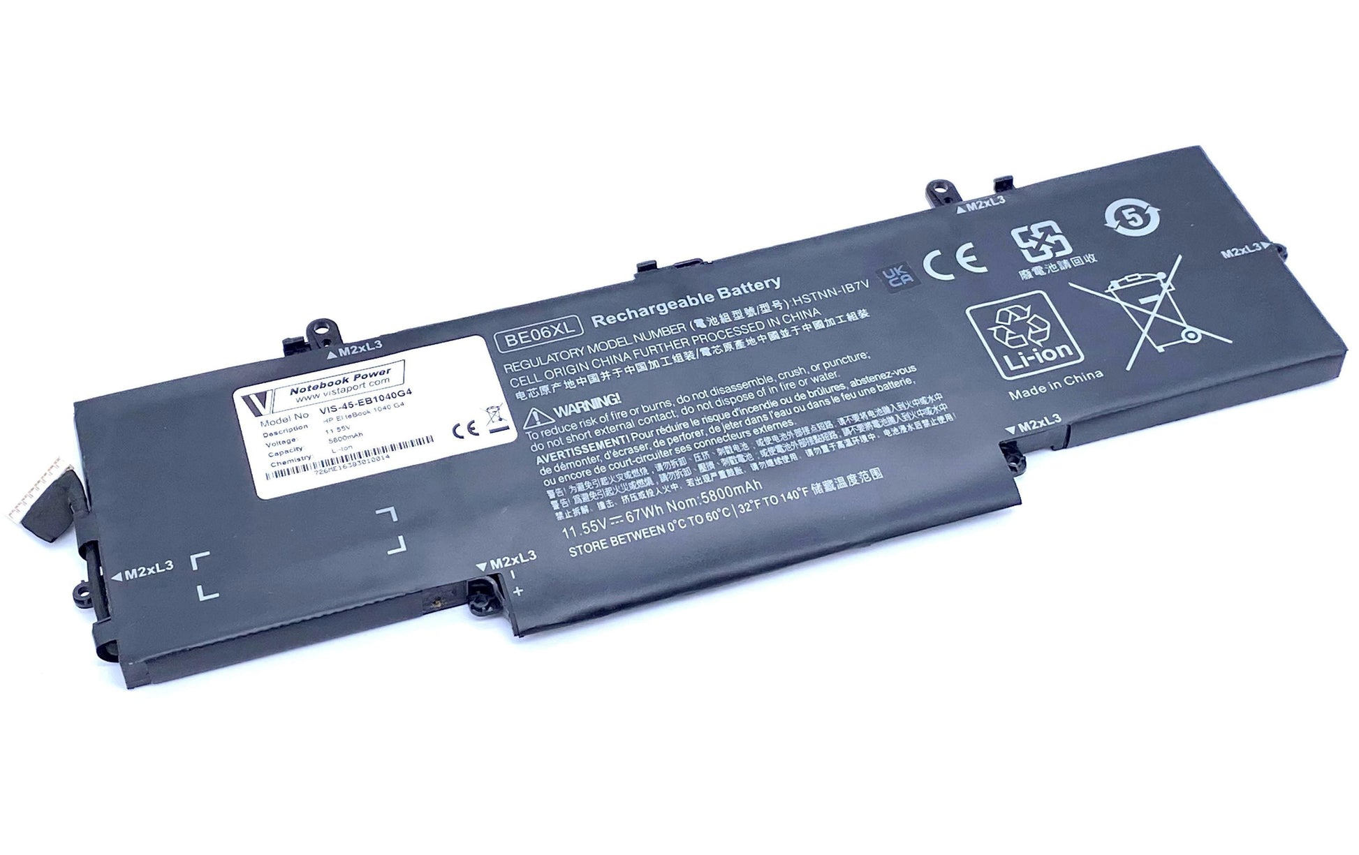 Vistaport Notebook-Akku – für HP EliteBook 1040 G4 – 67 Wh, 11,55 V – Schwarz