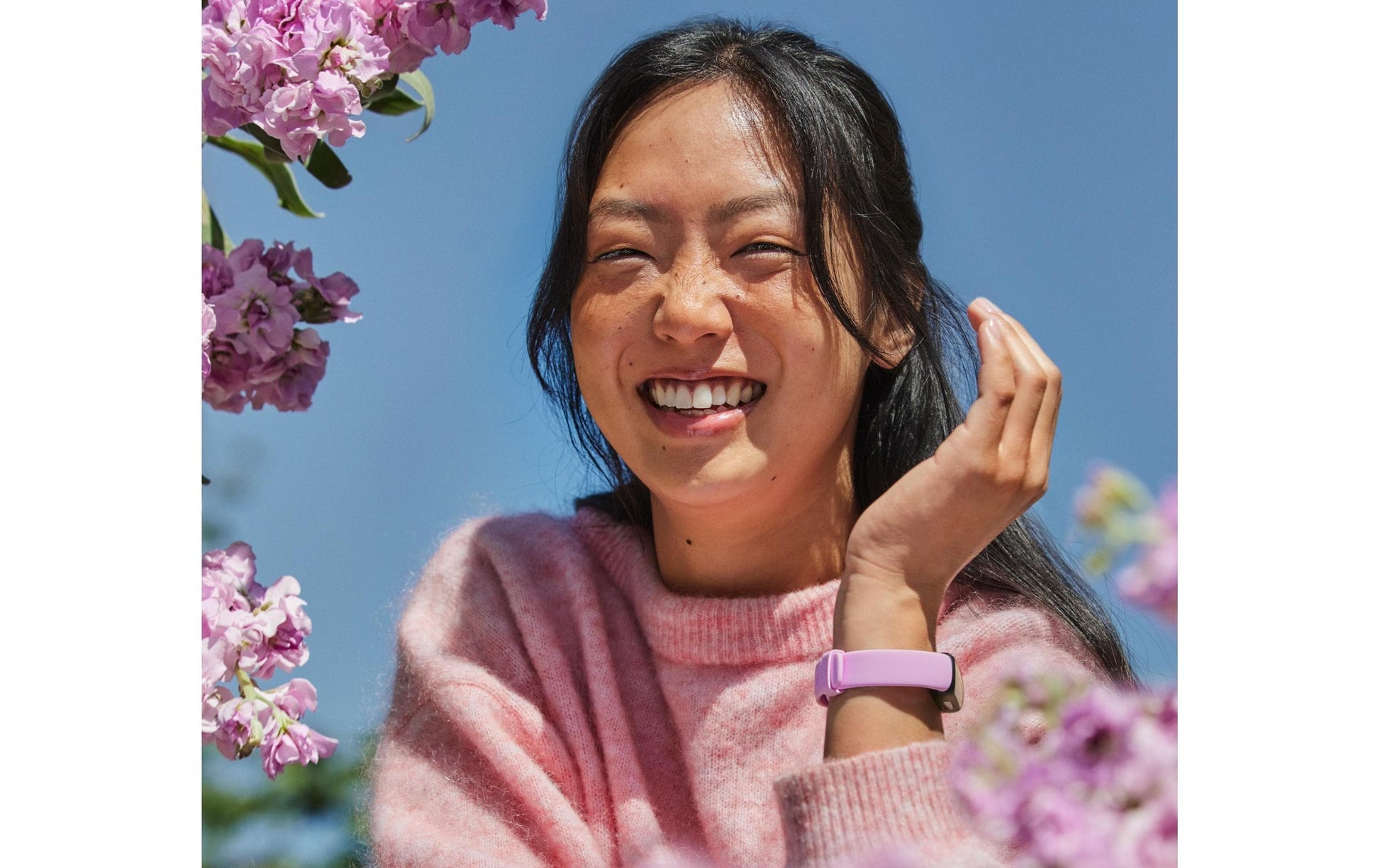 Fitbit Inspire 3 – Smartwatch – 39,32 mm, Connected GPS, AMOLED, 5 ATM, Fliedertraum/Schwarz, Bandgrösse S/L
