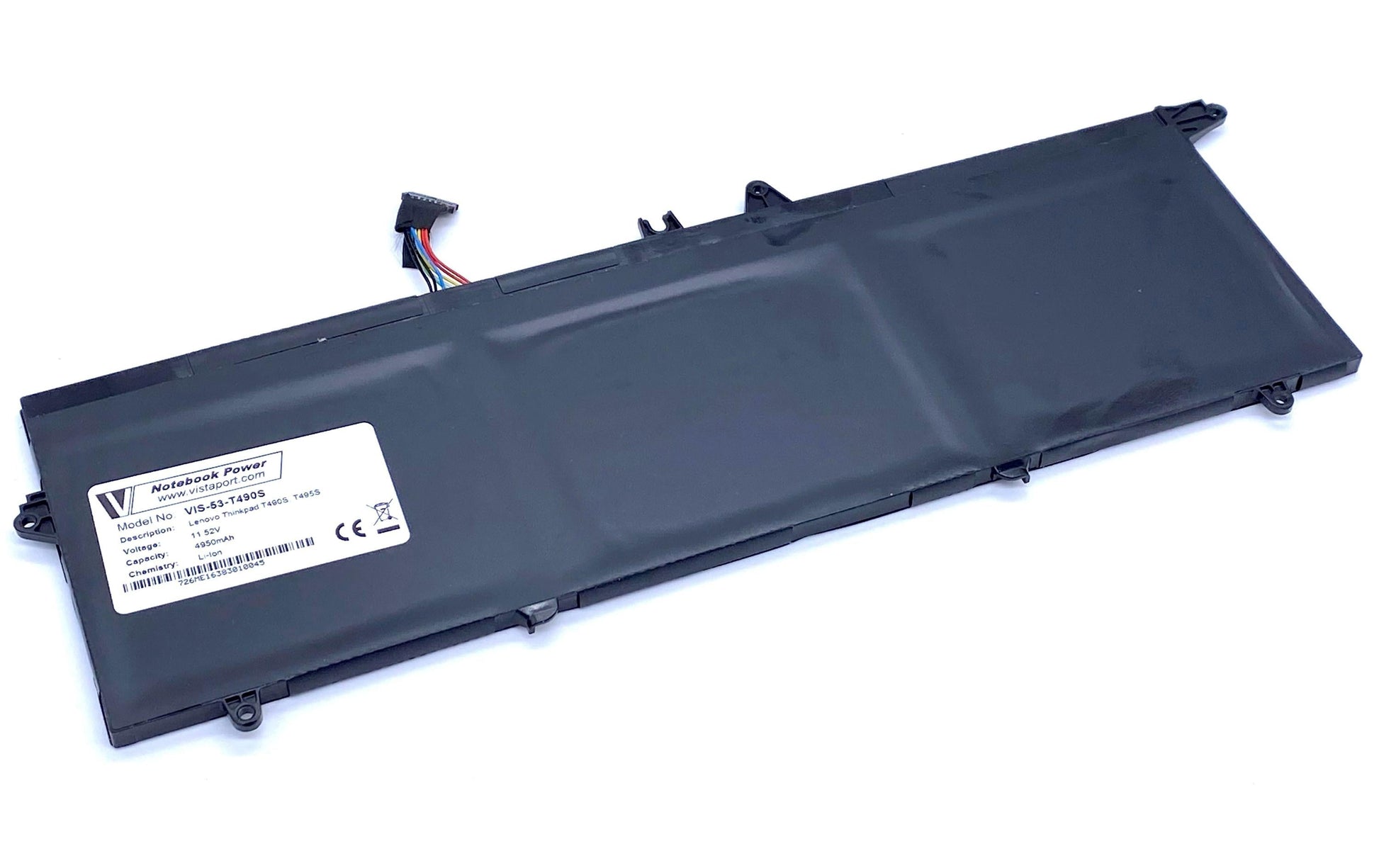 Vistaport Notebook-Akku – für Lenovo ThinkPad T14s (1. Gen.)/T490s/T495s – 57 Wh, 11,52 V (3 Zellen) – Schwarz