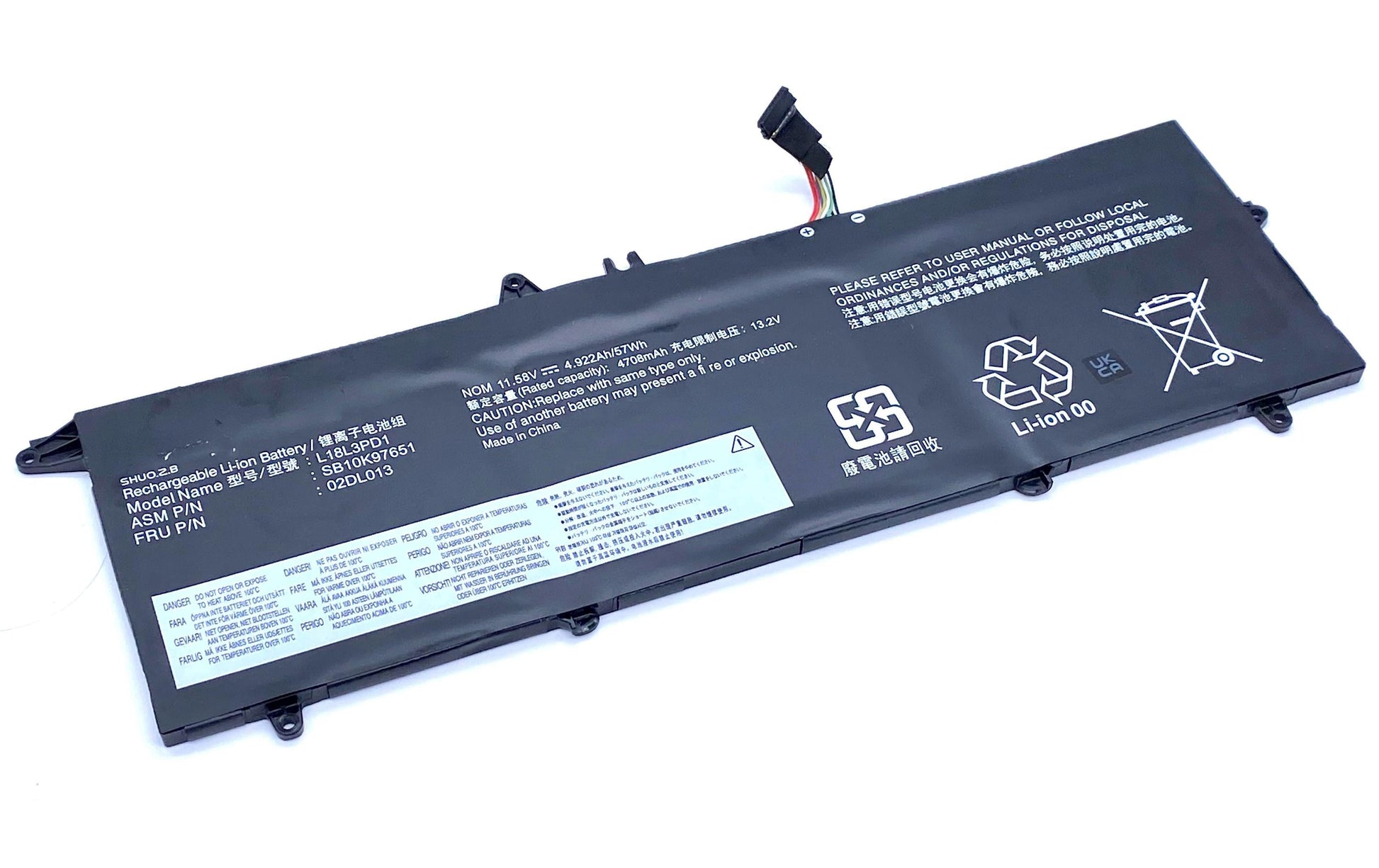 Vistaport Notebook-Akku – für Lenovo ThinkPad T14s (1. Gen.)/T490s/T495s – 57 Wh, 11,52 V (3 Zellen) – Schwarz