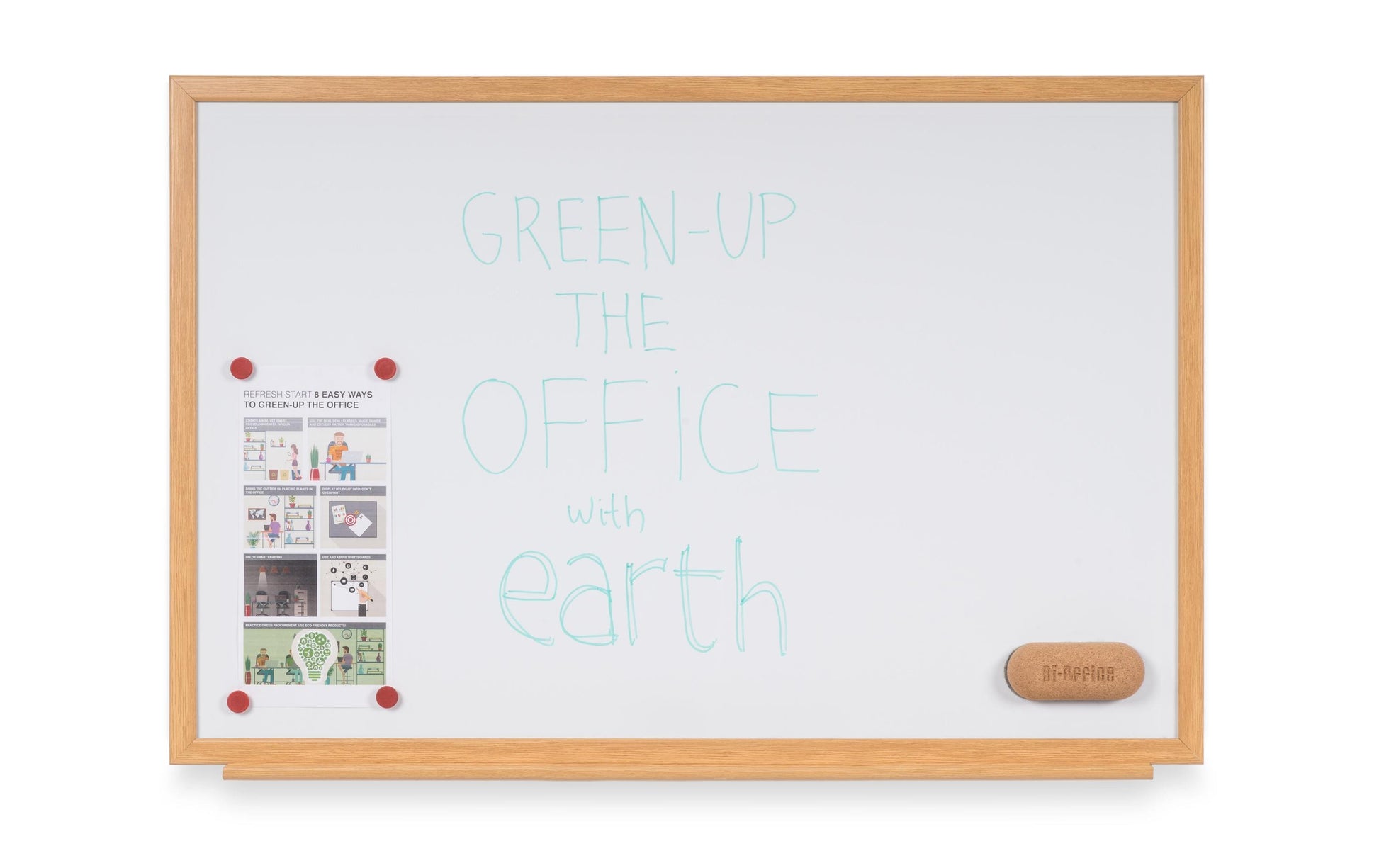 Bi-Office Whiteboard – 150 × 100 cm, lackierter Stahl, Holzrahmen, Eiche, inkl. Stiftablage