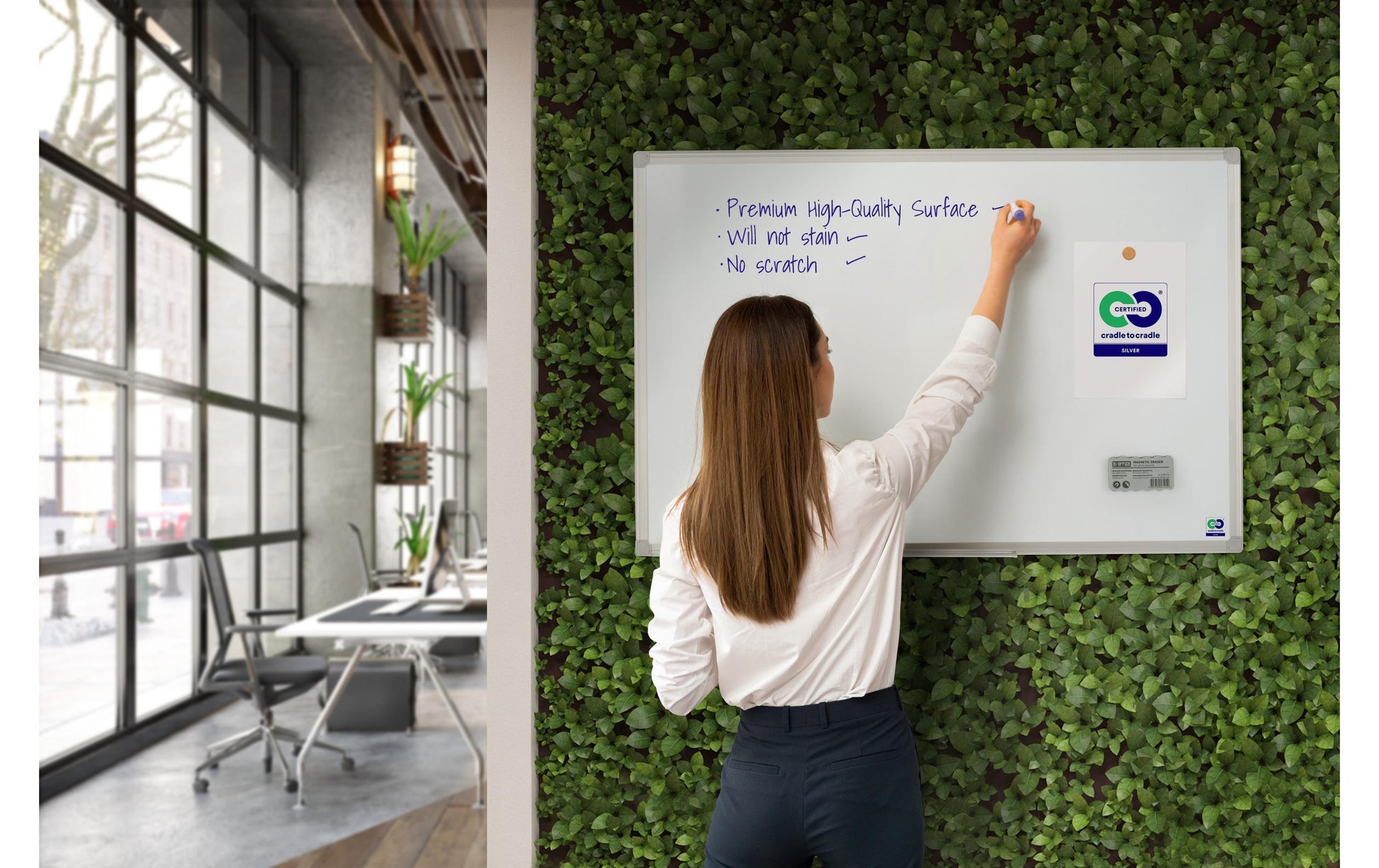 Bi-Office Whiteboard – 150 × 100 cm, Emaille, Aluminiumrahmen, inkl. Stiftablage