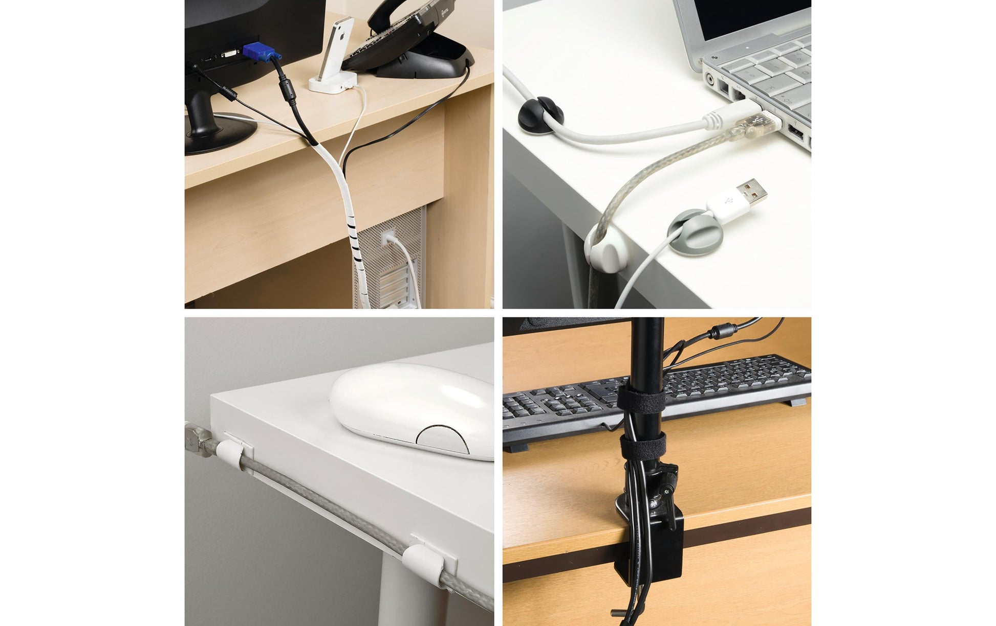 Steffen D-Line Kabelmanagement-Set – Kabelschlauch Ø 15 mm, 1,3 m – Kunststoff – Weiss, Klettverschluss