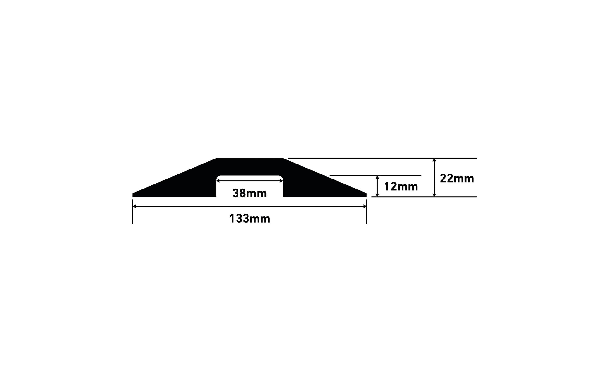 Steffen D-Line Kabelbrücke 1 Kanal – 133×22 mm, L 765 mm – Polyurethan – Schwarz