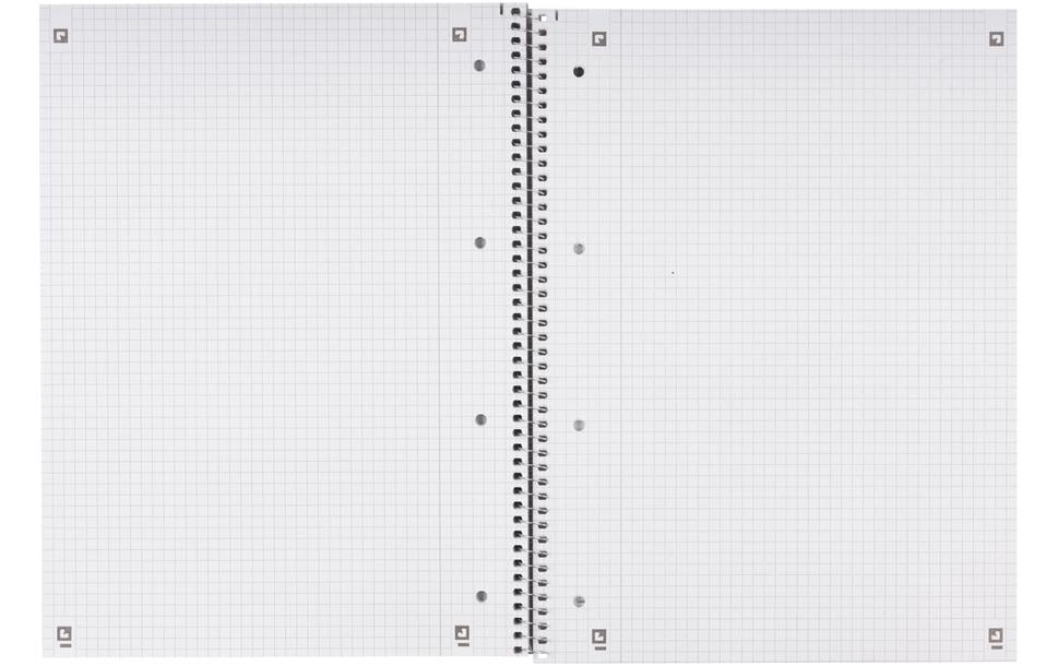 Elba Collegeblock, kariert 5 mm, Spiralbindung, Karton, 80 Blatt, 4-fach gelocht, perforiert, 90 g/m² – rot