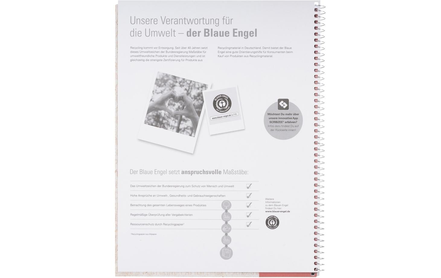 Elba Collegeblock, kariert 5 mm, Spiralbindung, Karton, 80 Blatt, 4-fach gelocht, perforiert, 90 g/m² – rot
