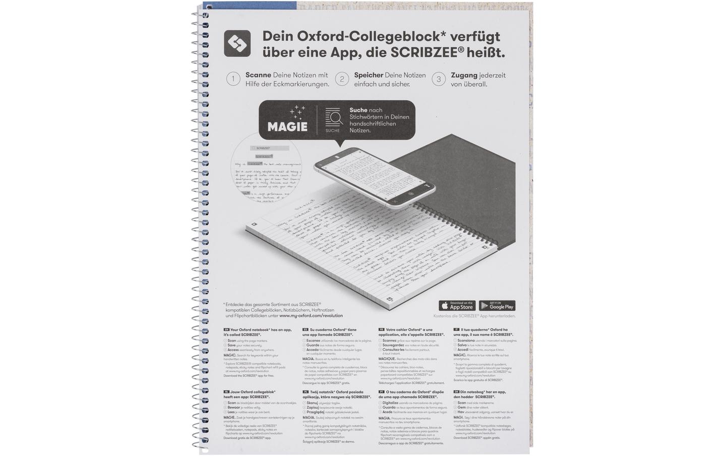 Elba Collegeblock, Karton, 80 Blatt, 4-fach gelocht, perforiert, 90 g/m² – Blau, für SCRIBZEE App
