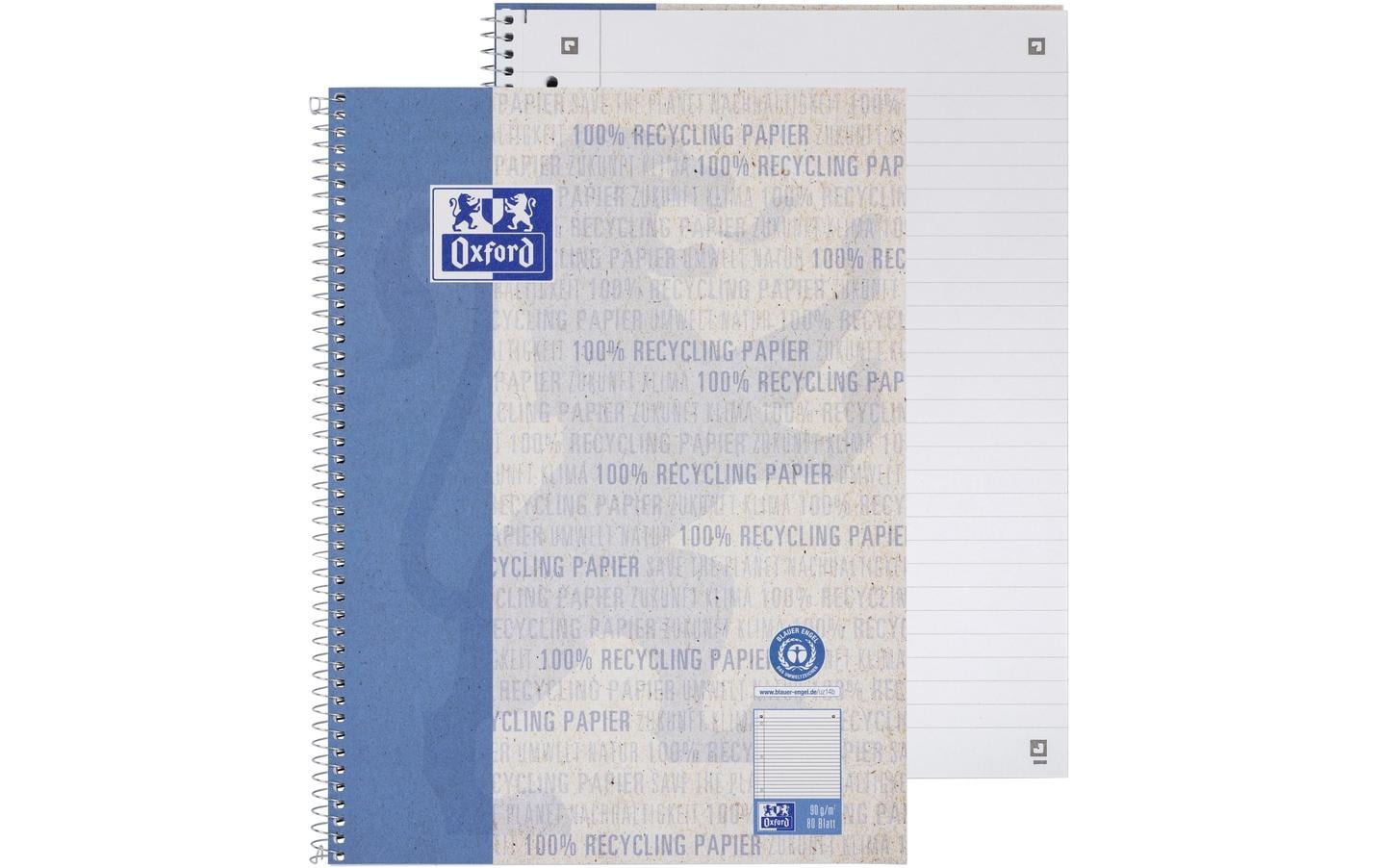 Elba Collegeblock, Karton, 80 Blatt, 4-fach gelocht, perforiert, 90 g/m² – Blau, für SCRIBZEE App