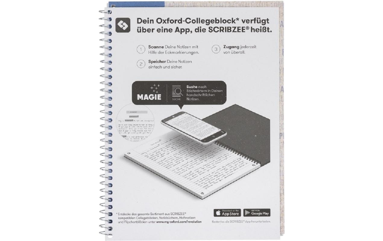 Elba Collegeblock, Karton, 80 Blatt, 6-fach gelocht, perforiert, 90 g/m² – blau, für SCRIBZEE App