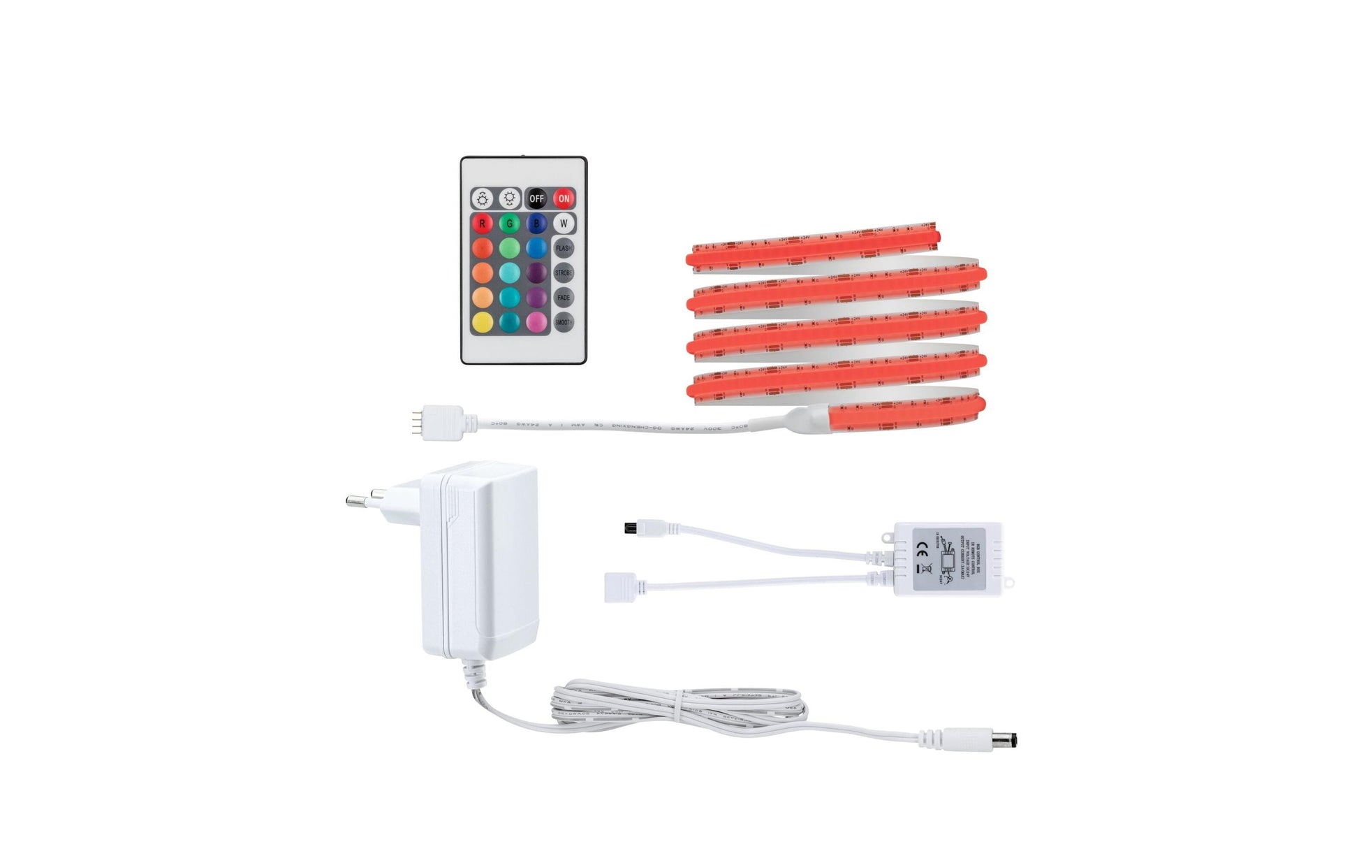 Paulmann LED-Strip – 1,5 m, 495 lm, 12 W, RGB, dimmbar, weiss, Fernbedienung, Netzteil
