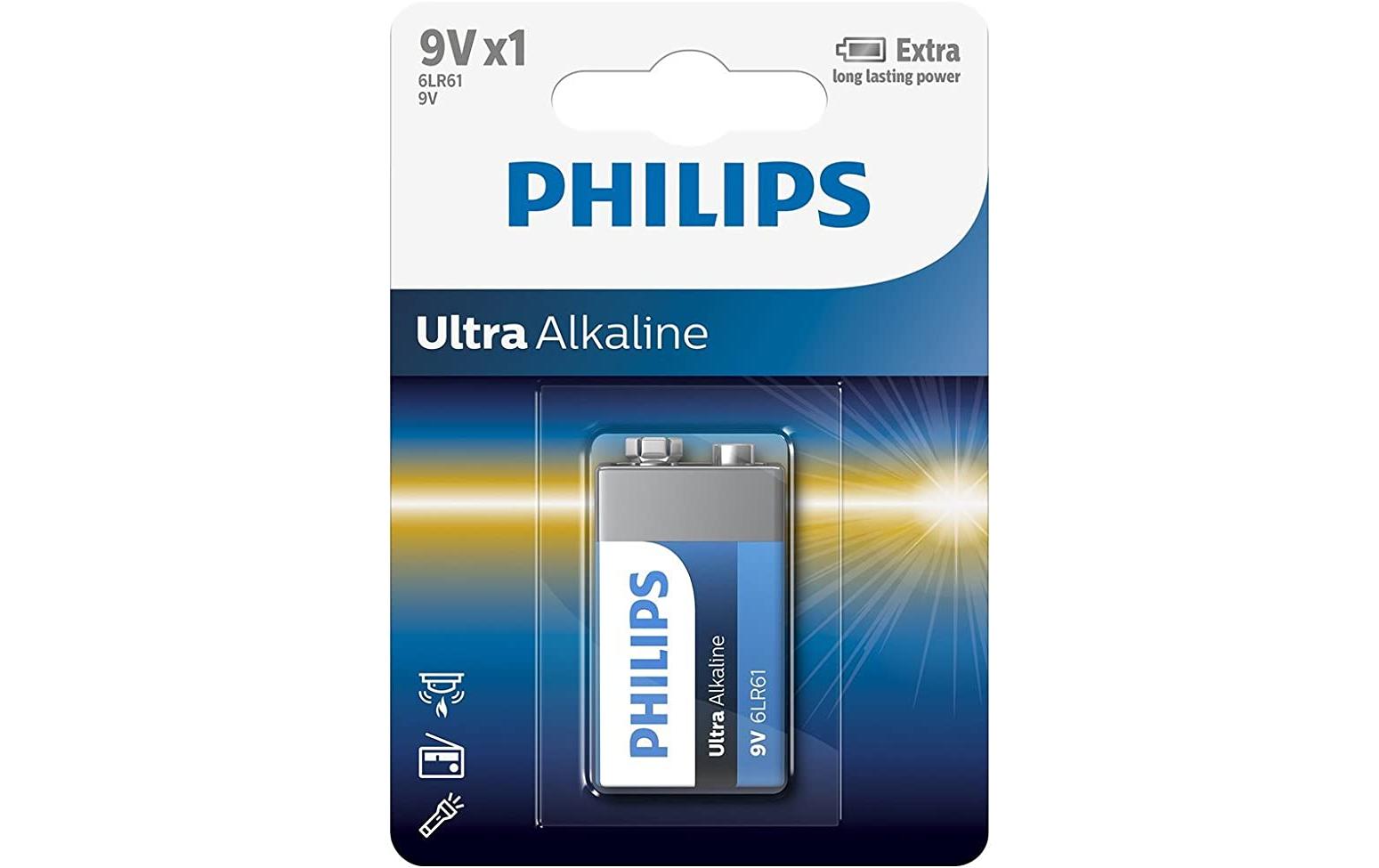 Philips 9V Batterie, Alkaline, 9 V – 1 Stk.