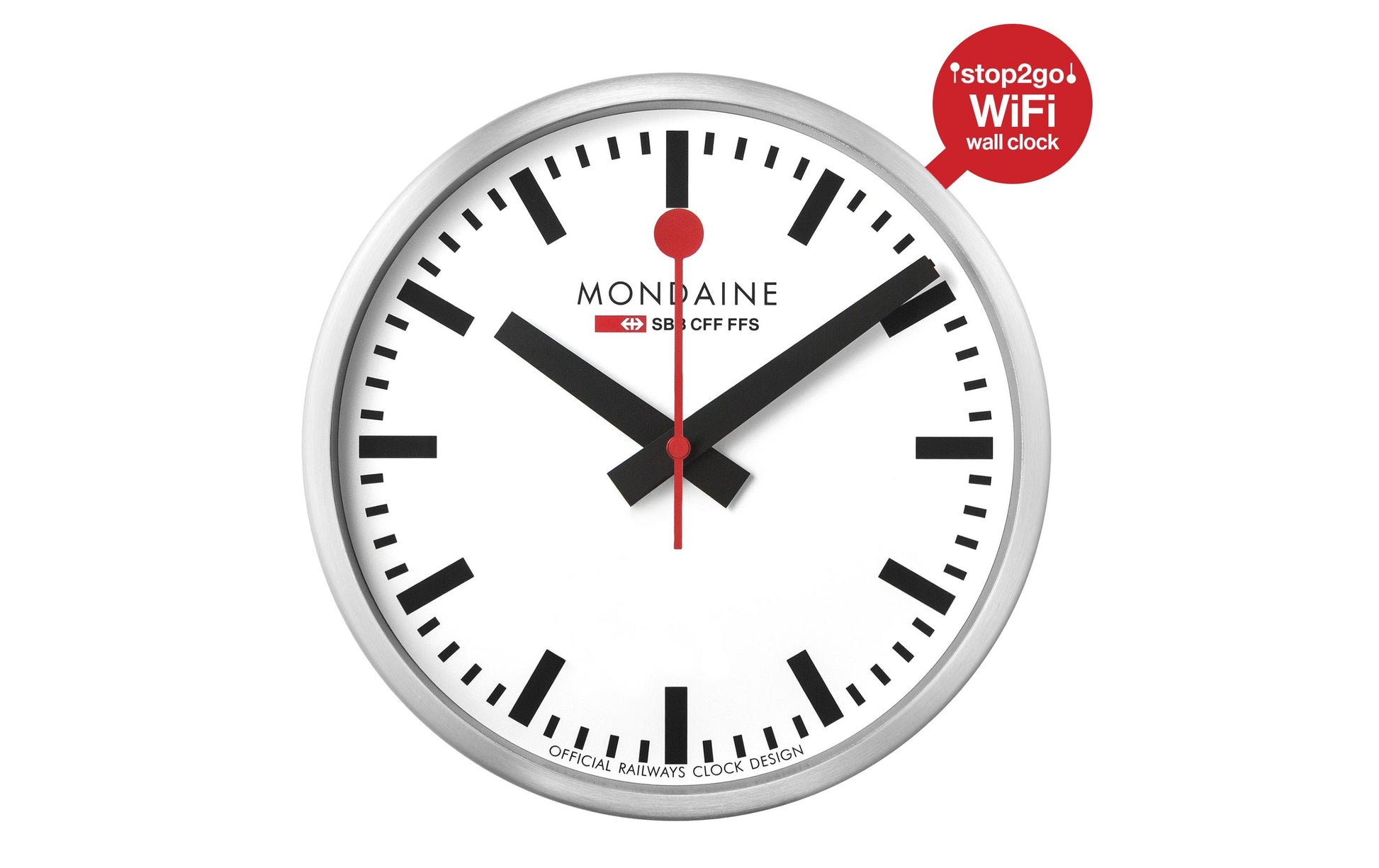 Mondaine Wanduhr Smart stop2go – Ø 25 cm, weiss, Glas