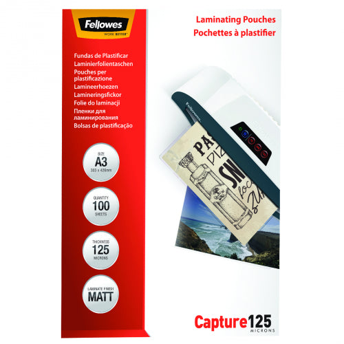 Fellowes Laminierfolien A3, matt – 125 µm, 303 × 426 mm, 100 Stk.