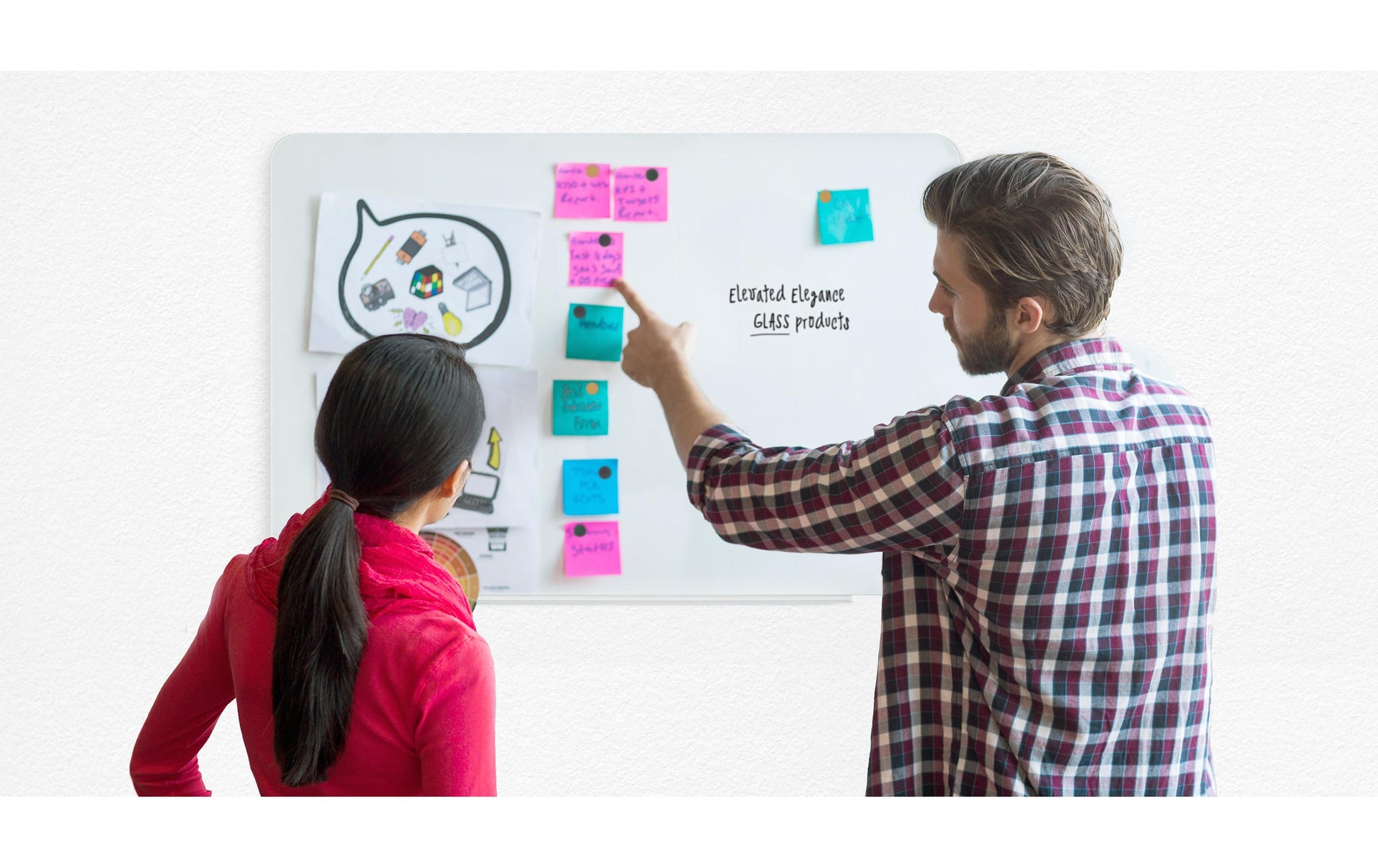 Bi-Office Whiteboard – 120 × 90 cm, Glas, magnetisch, inkl. Stiftablage