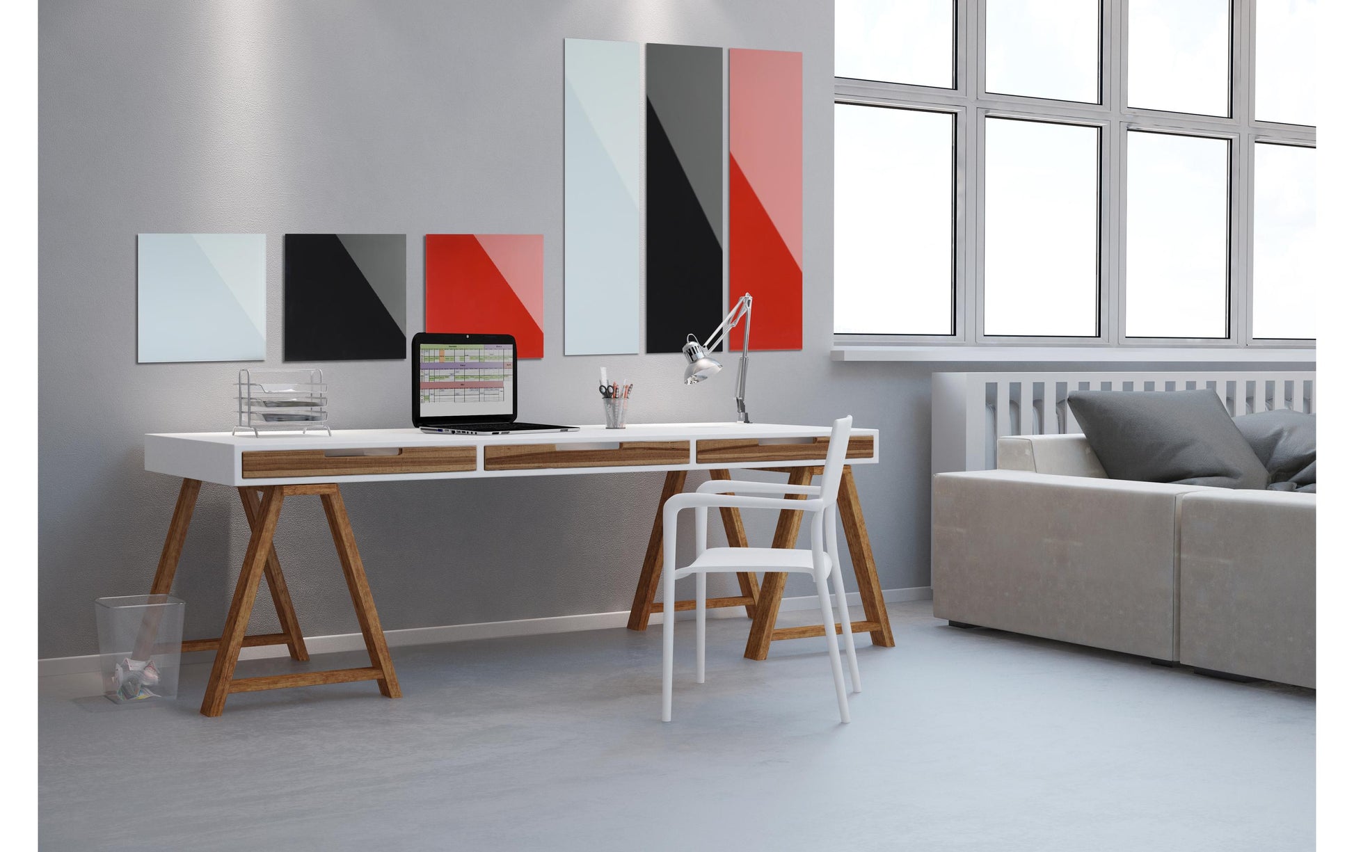 Bi-Office Whiteboard – 78 × 48 cm, Glas, magnetisch, Glas-Rahmen