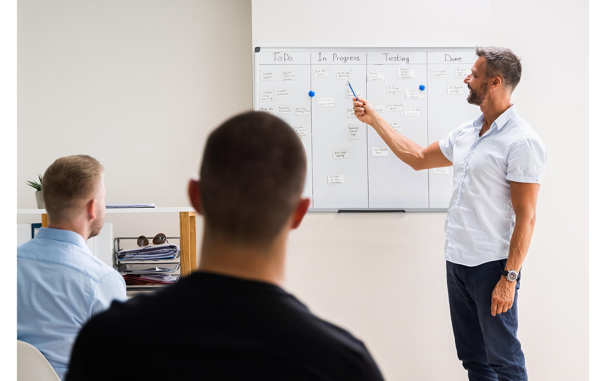Bi-Office Whiteboard – 180 × 120 cm, Emaille, magnetisch, Alurahmen, Wandmontage, inkl. Stiftablage