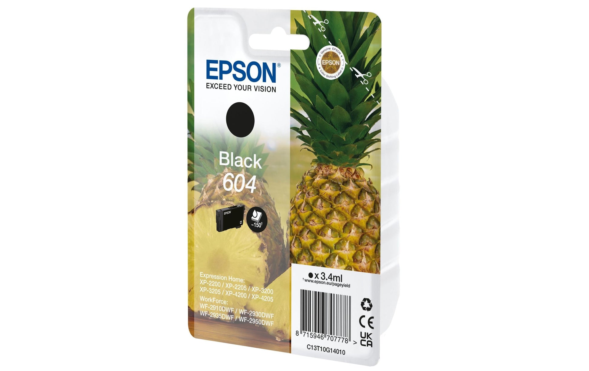 Epson Tintenpatrone 604, Schwarz, 3,4 ml – für Tintenstrahldrucker und Multifunktionsgeräte