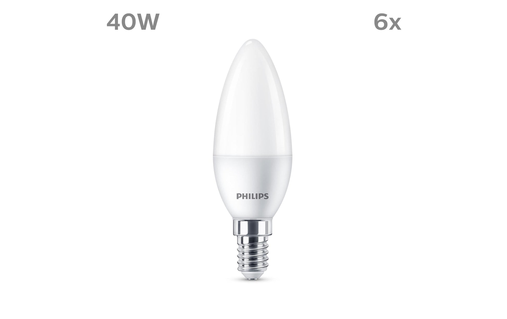 Philips by Signify Philips LED-Leuchtmittel E14 B35 Kerze – 470 lm, 4,9 W, Warmweiss 2700 K – 6 Stk.
