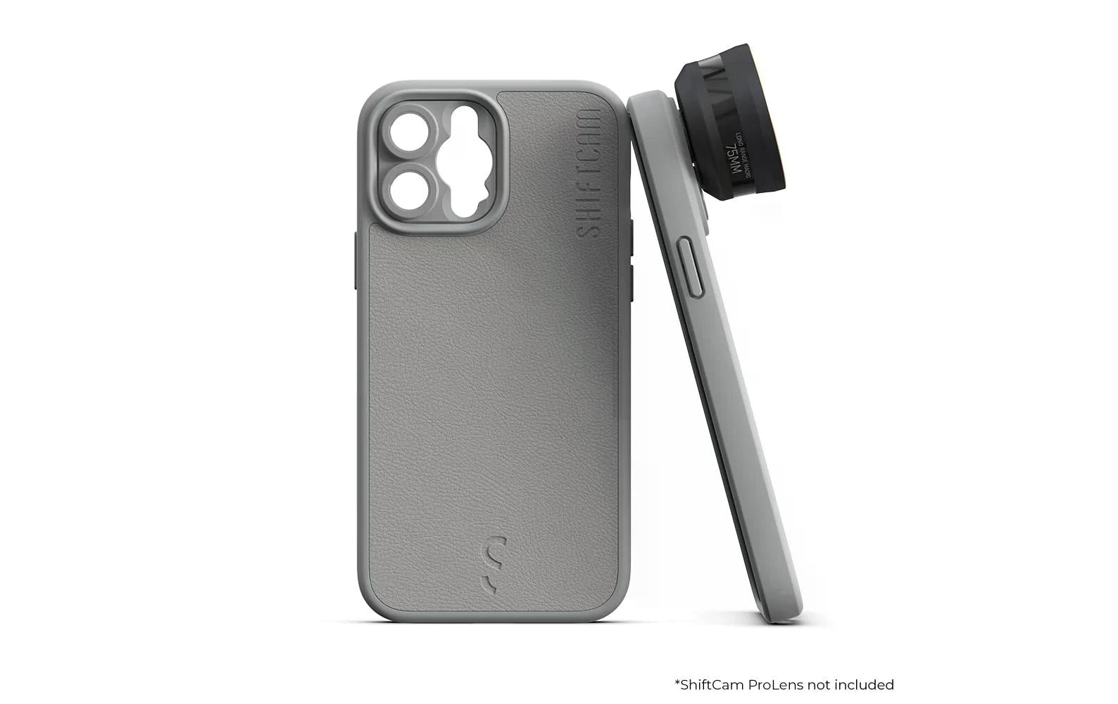 ShiftCam Backcover – für Apple iPhone 13 Pro Max – grau – Kunstleder – mit Lens Mount