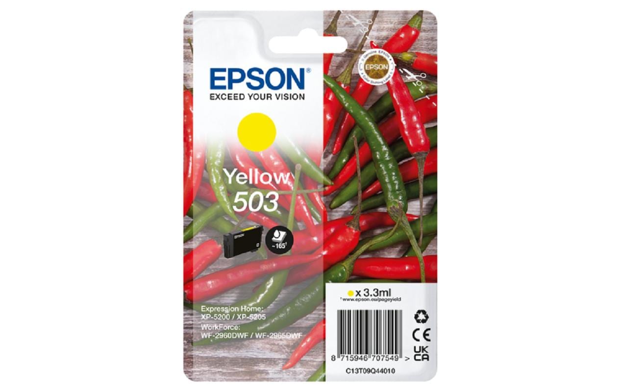 Epson 503 Gelb Tintenpatrone (Original) – 165 Seiten – für WF-2960DWF/2965DWF, Expression Home XP-5200…