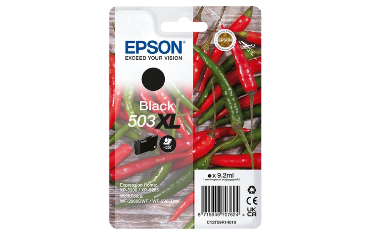 Epson 503XL Schwarz Tintenpatrone (Original) – 550 Seiten – für WF-2960DWF/WF-2965DWF, XP-5200/XP-5205