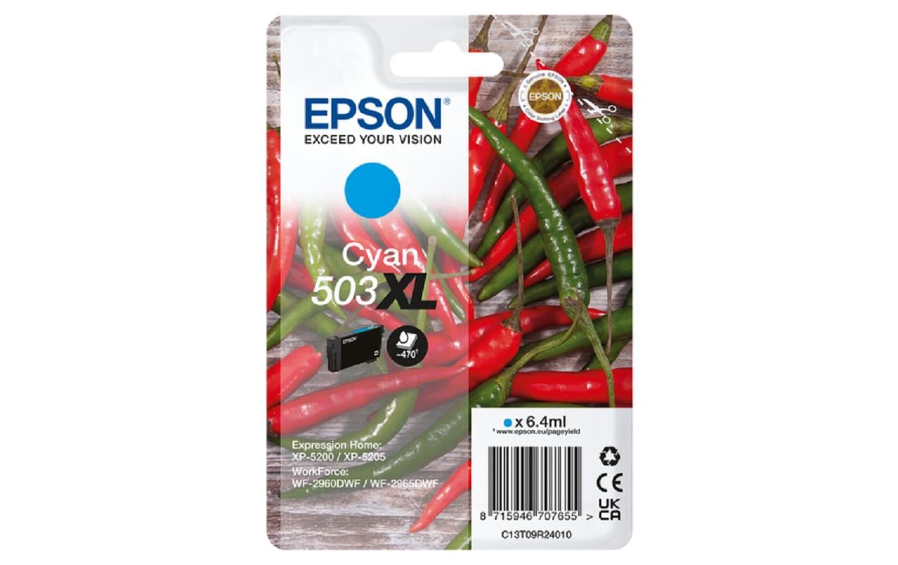 Epson 503XL Cyan Tintenpatrone (Original) – 503 Seiten – für WF-2960DWF/2965DWF, XP-5200/XP-5205