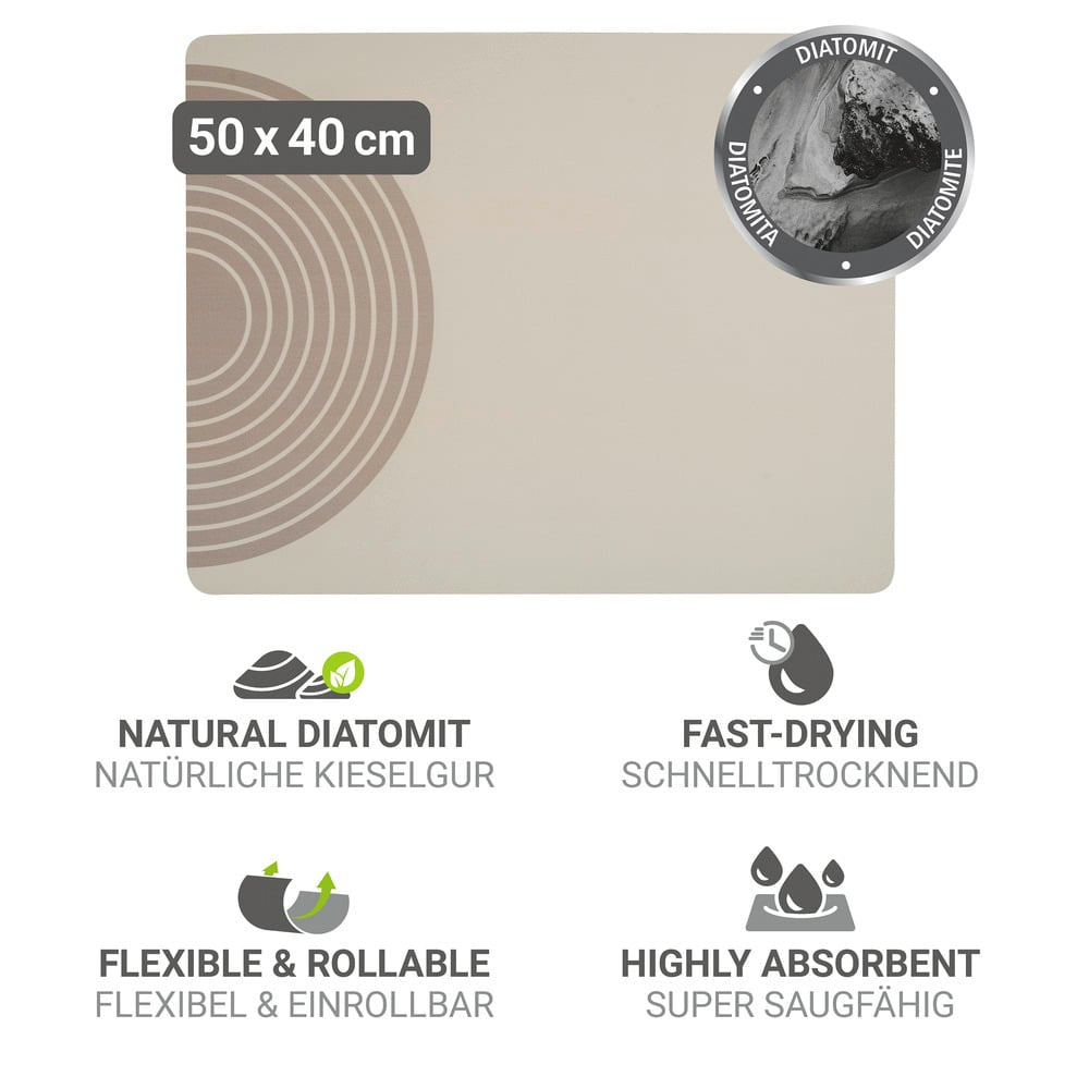 WENKO Abtropfmatte 50 × 40 × 0,9 cm, gummiert, beige