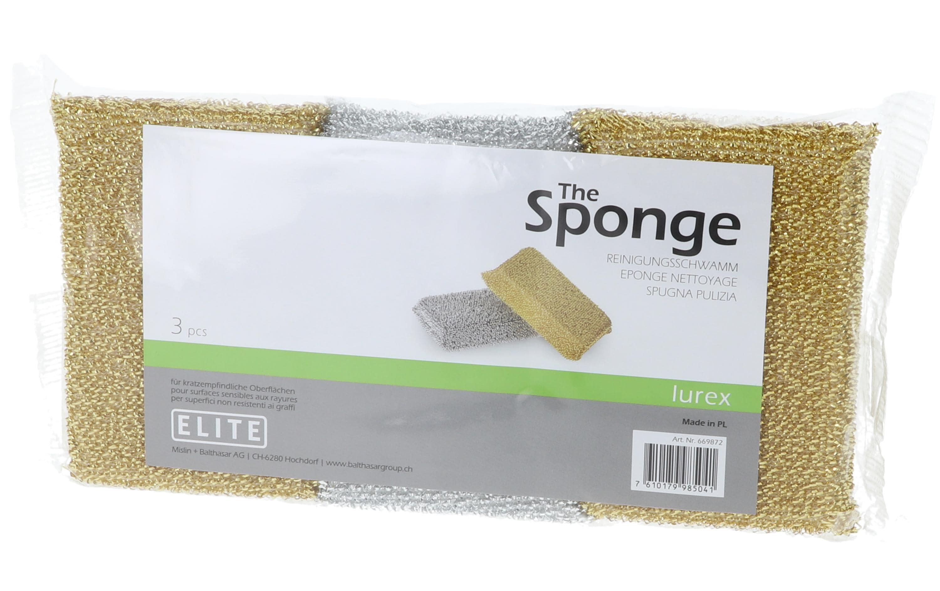 Elite Reinigungsschwamm – Lurex, für empfindliche Oberflächen, Silber, 3 Stk.
