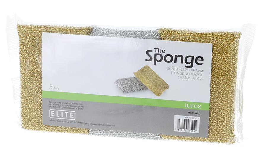 Elite Reinigungsschwamm – Lurex, für empfindliche Oberflächen, Silber, 3 Stk.