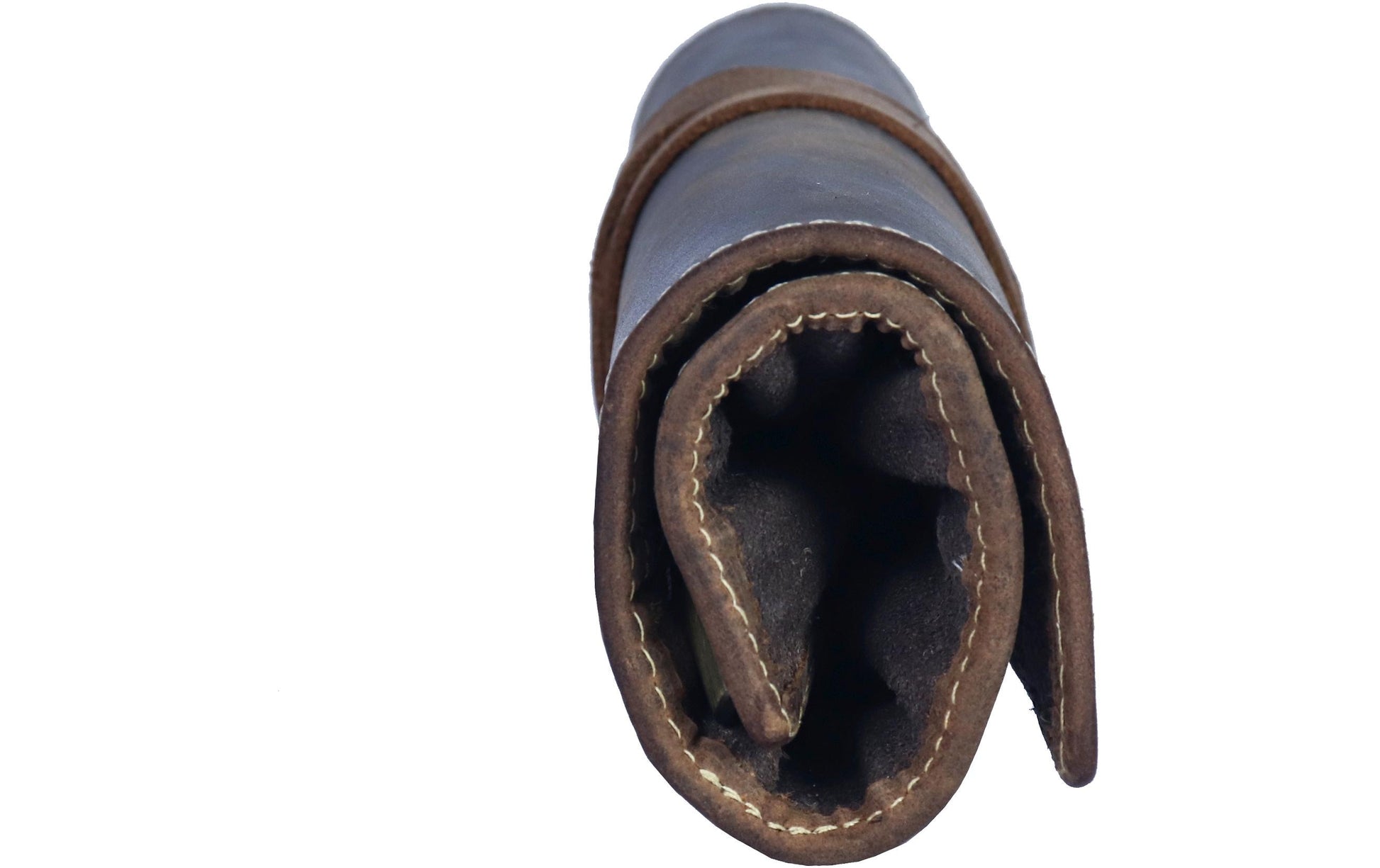 Alpenleder Stifterolle, leer – braun/dunkelbraun – Büffelleder – 21,5 × 6,0 × 6,0 cm