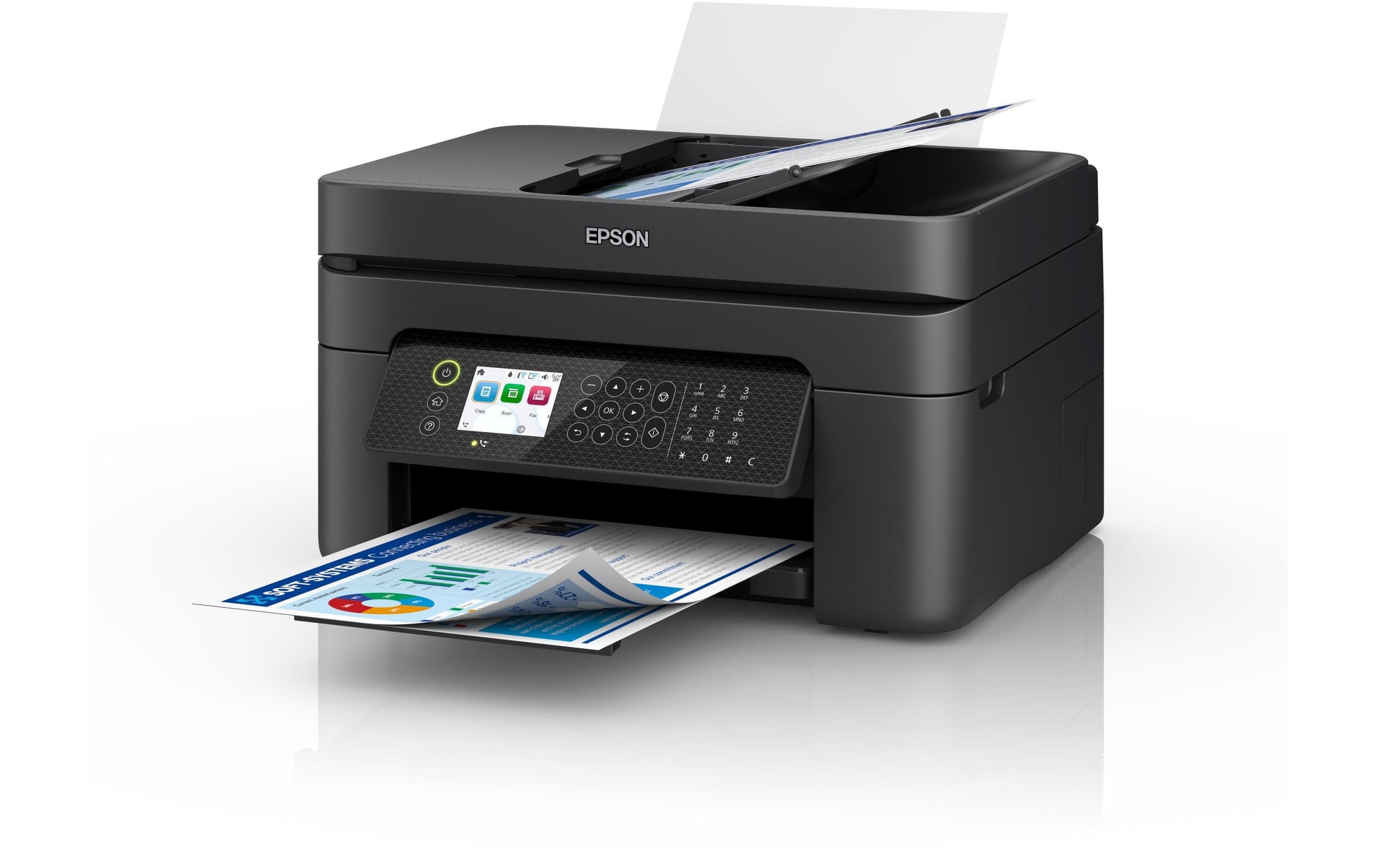 Epson WorkForce WF-2950DWF – Farbiges Tintenstrahl-MFP A4, 4-in-1 – USB/WLAN – Duplex – 33 S./Min. S/W, 18 S./Min. Farbe