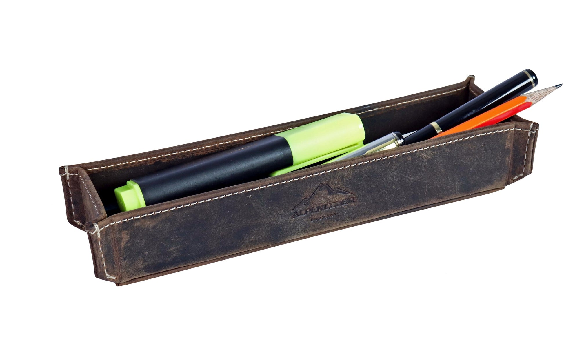 Alpenleder Stifteschale Zenta – braun/dunkelbraun – Leder