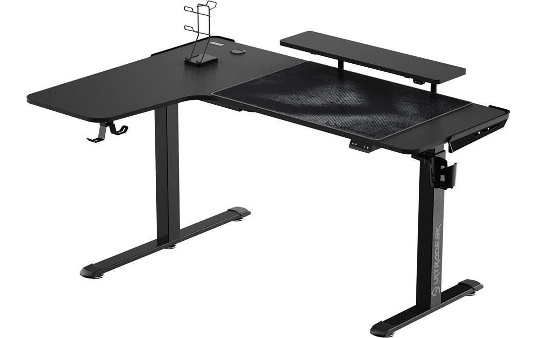 Ultradesk Winger Gaming-Tisch – 155 × 60 cm, höhenverstellbar, schwarz, Stahl