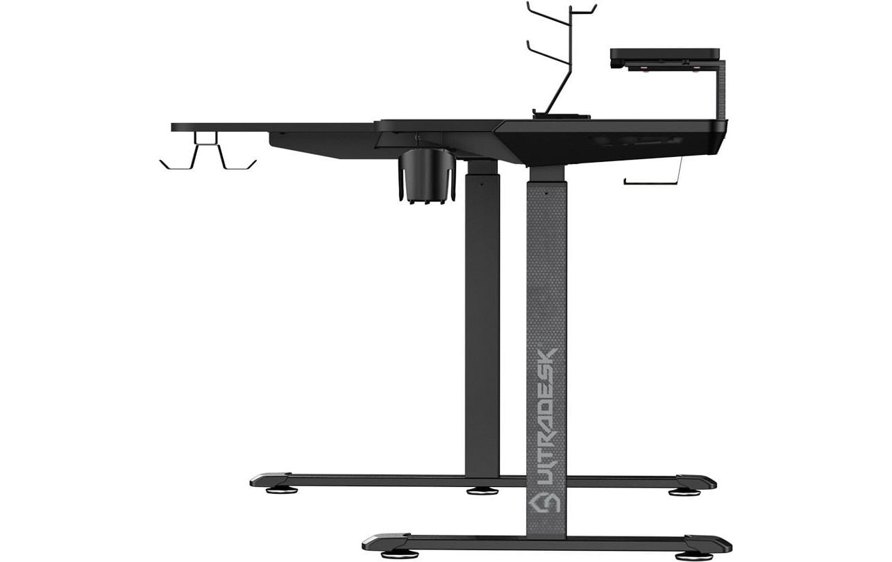 Ultradesk Winger Gaming-Tisch – 155 × 60 cm, höhenverstellbar, schwarz, Stahl