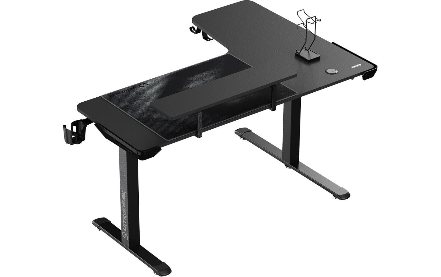Ultradesk Winger Gaming-Tisch – 155 × 60 cm, höhenverstellbar, schwarz, Stahl