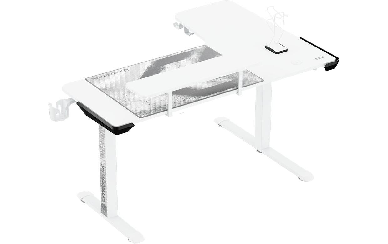 Ultradesk Winger Gaming-Tisch – höhenverstellbar, weiss, Stahl