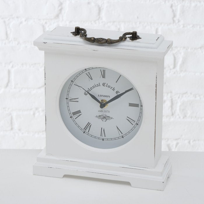 Boltze Tischuhr – Analog, 21 × 23 × 6,5 cm, Weiss, Glas