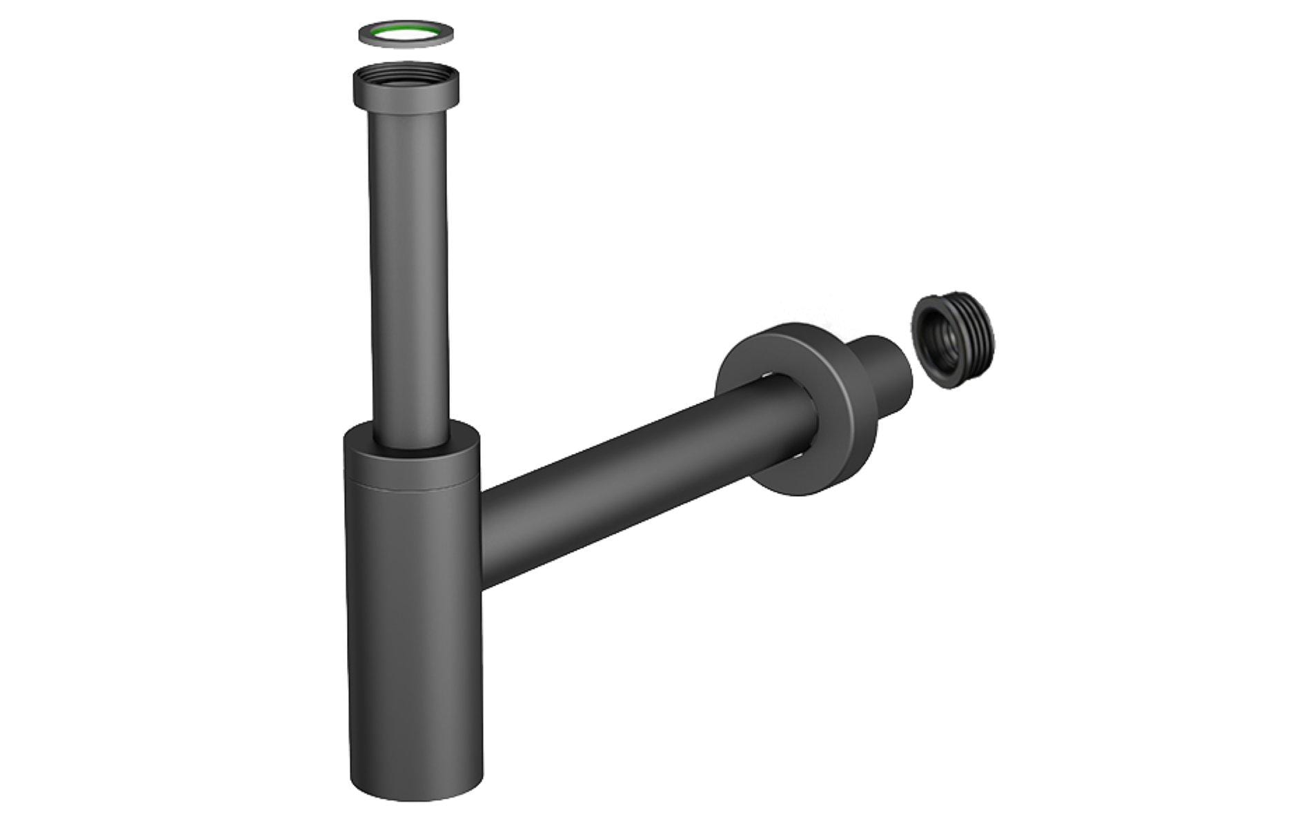 Diaqua Profi-Line Waschtisch-Siphon – 1 1/4″ × Ø 40 mm, Edelstahl, Schwarz matt, für Lavabo
