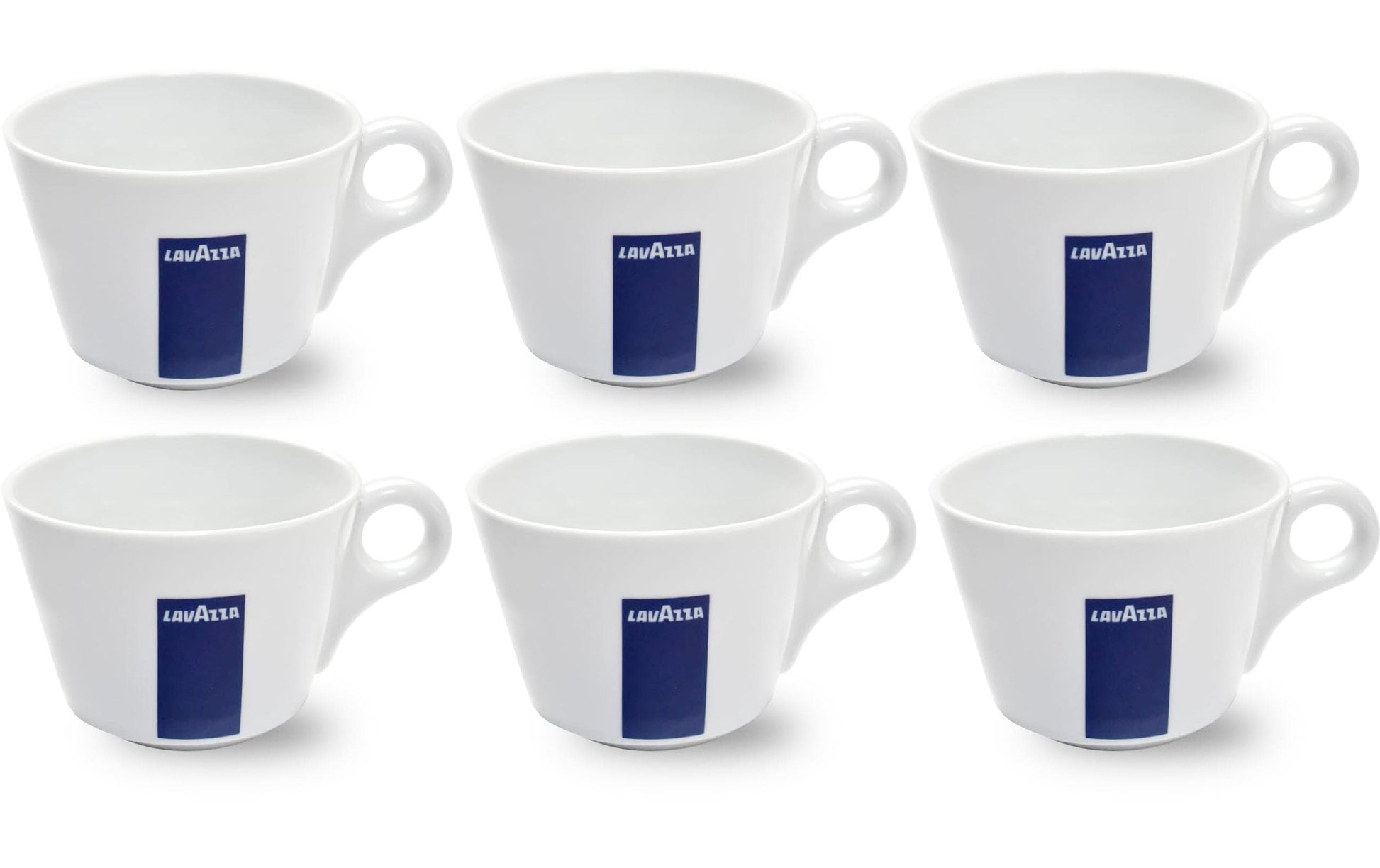 Lavazza Blue Collection Cappuccinotasse – 0,25 l, Porzellan, weiss, spülmaschinenfest, Henkel, 6 Stück