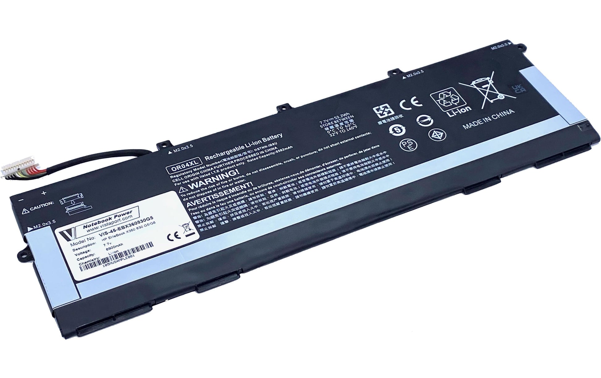 Vistaport Notebook-Akku – für HP EliteBook 830 G6; EliteBook X360 830 G5/G6 – 53 Wh, 7,7 V – Schwarz