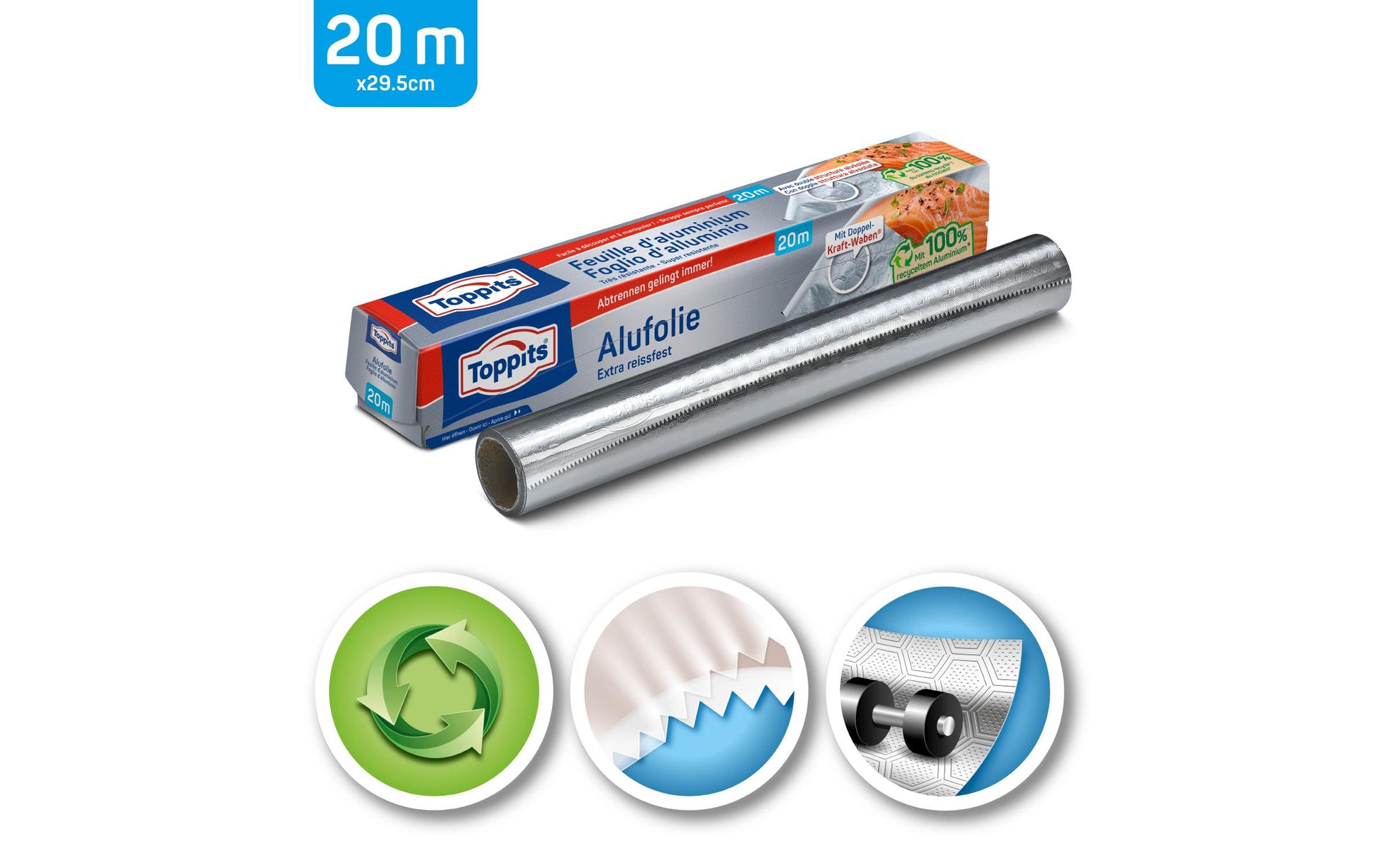 Toppits Alufolie 20 m × 29 cm, Aluminium