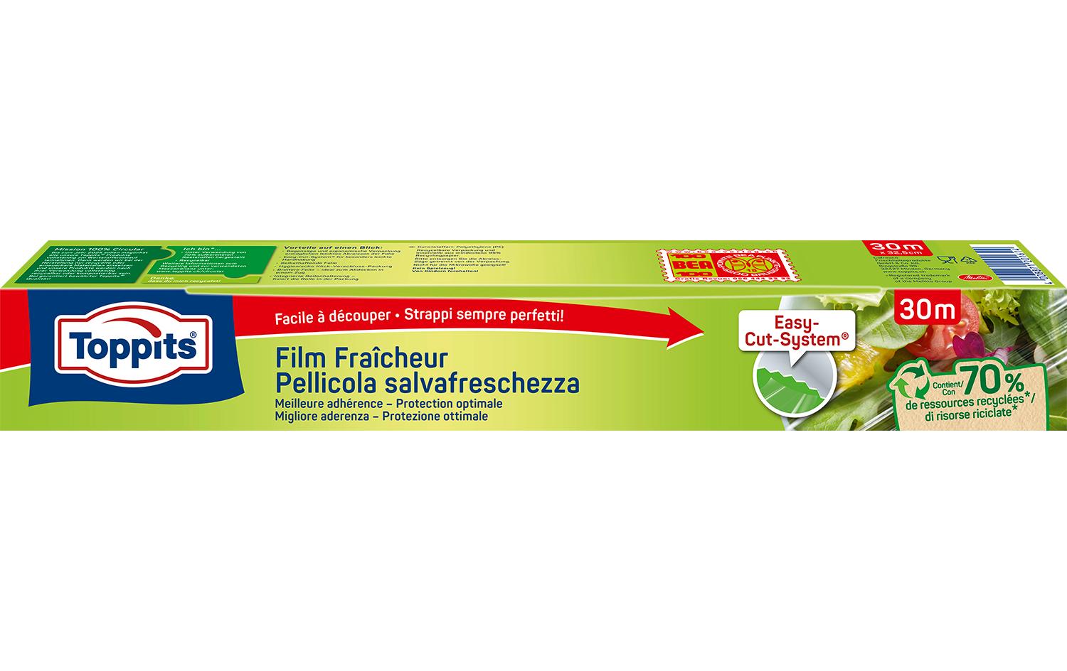 Toppits Frischhaltefolie 30 m × 32,5 cm, Polyethylen (PE), transparent